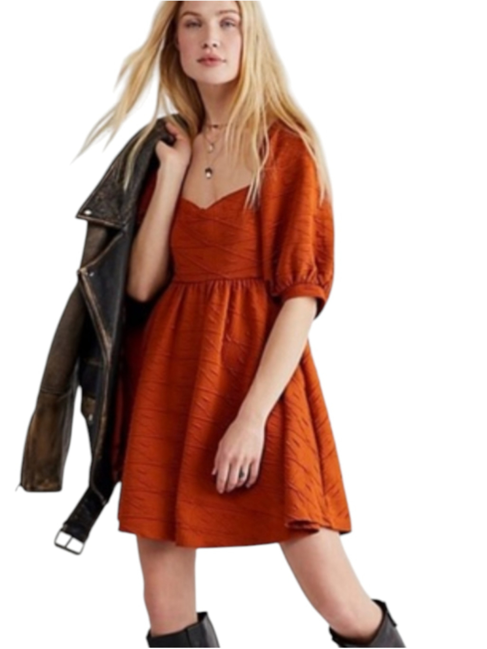 Free People Violet Mini Dress Cinnamon Orange Size Small - Picture 1 of 15